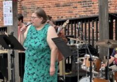 RAA Arts Administrator, Johanna Rupprecht, sings at a recent Jazz Jam.