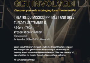 Graphic with information about Theatre du Mississippi Meet and Greet.