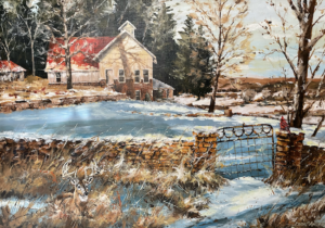 Winter landscape painting by Daryl B. Anderson.