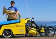 InnerTuba's Jon Hodkin with his trike and tuba.